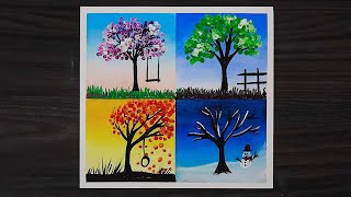 Four Seasons Drawing with Oil Pastels  Step by Step [upl. by Einaej]