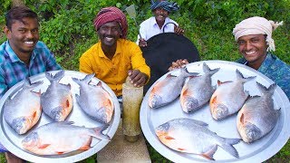 KING SIZE FISH FRY  Red Pomfret fish Fry in Village  Village Style Cooking  Village Food [upl. by Ased]