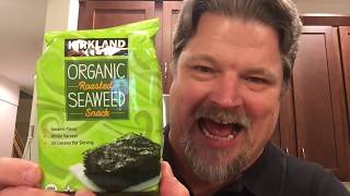 Kirkland Organic Roasted Seaweed Snack  Food Review [upl. by Adorl845]