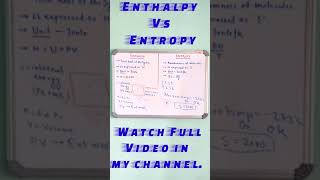 Enthalpy Vs Entropy shorts youtubeshorts shortvideo [upl. by Aynot721]