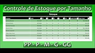 Como Fazer Planilha Controle de Estoque por Tamanho PMG Parte 1 [upl. by Ardnalac]