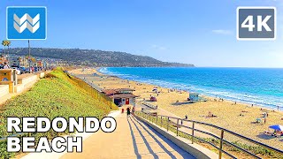 4K SCENIC WALK Redondo Beach Esplanade in South Bay Los Angeles California  Walking Tour 🎧 [upl. by Darcey530]