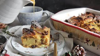 Panettone Bread Pudding with Vanilla Sauce [upl. by Eikin660]