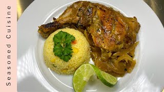 Chicken Yassa w Couscous  How To Make Poulet Yassa Chicken Yassa  Gambian  Senegalese [upl. by Folly]