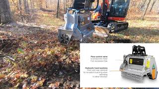 Kubota Compact Excavator with FAE Mulcher Head Cutting Brush [upl. by Ainorev]