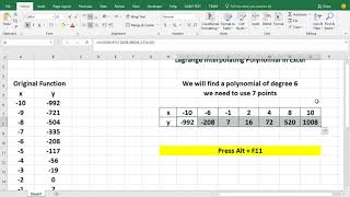 Lagrange Interpolating Polynomial EXCEL  VBA [upl. by Salvatore314]