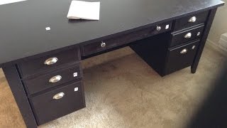 Sauder 408920 Made in USA Executive Desk From Office Depot build tutorial [upl. by Enileuqcaj]