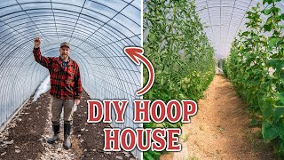 DIY GREENHOUSE How We Made Our Own Inexpensive Hoop House [upl. by Ojyllek]