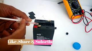 How to Repair 6 Volts 45Ah Lead Acid Battery At Home  How to Change Distilled Water for Battery [upl. by Ligriv]