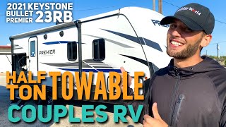 HalfTon Towable RV Perfect for Couples  2021 Keystone Bullet Premier 23RB [upl. by Latton415]