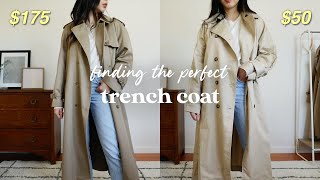 Finding my PERFECT trench coat  comparing affordable options  SPRING ESSENTIALS [upl. by Keavy674]