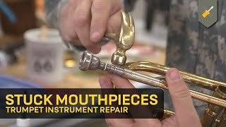 How to fix a stuck trumpet mouthpiece  Instrument Repair at Home [upl. by Hgierb]