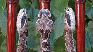 Wood Carved Western Diamondback Rattlesnake Walking Stick 53 [upl. by Eirelav]