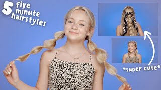 5 easy 5 minute hairstyles for teens  Pressley Hosbach [upl. by Kwabena375]