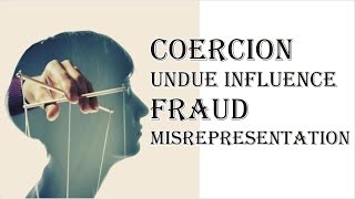 Coercion Undue Influence Fraud Misrepresentation  Indian Contract Act 1872  Law Guru [upl. by Leikeze]