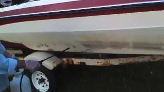 Fiberglass boat hull cleaning with oxalic acid [upl. by Poliard]