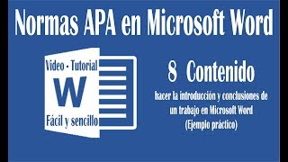 Vídeo 8 hacer introducción y conclusión en un trabajo de Word según normas APA sexta edición [upl. by Dhu]