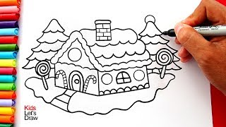 Aprende a dibujar y pintar una CASA DE NAVIDAD fácil  How to Draw and Color a Gingerbread House [upl. by Anniram344]