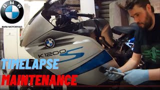 BMW K1200S Maintenance Timelapse [upl. by Llenol923]