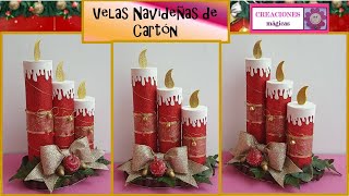 ♥♥Velas navideñas de cartóndecoraciones navideñas♥Creaciones Mágicas♥♥ [upl. by Sevein494]