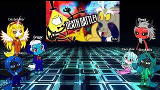 Mlp villains react to Bill Cipher vs Discord Death Battle [upl. by Settle]