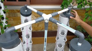 DIY  How to make Vertical Hydroponic System using 4 Towers Part 2  hydroponic farming at home [upl. by Yusuk]