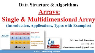 DSA 14 Arrays Single amp Multidimensional Array with Examples [upl. by Jain450]