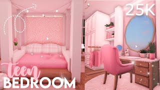 Aesthetic Teen Bedroom  Bloxburg Speedbuild [upl. by Vorster515]