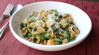 “One Pan” Orecchiette Pasta with Sausage and Arugula  How to Cook Pasta amp Sauce in One Pan [upl. by Elimaj]