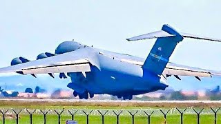 UNBELIEVABLE SHORT TAKEOFF US Air Force Boeing C17 Globemaster at Belgrade Airport [upl. by Garfinkel355]