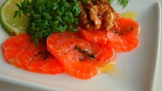 How To make SALMON CARPACCIO  Salmon carpaccio video recipe  home made cold smoked salmon [upl. by Onaicnop]