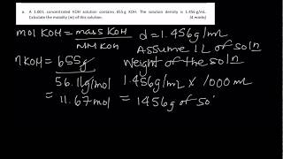 Calculating MOLALITY using DENSITY [upl. by Bergstein]