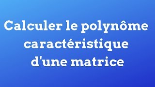 Calculer le polynôme caractéristique dune matrice [upl. by Brockwell816]