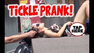 Tickling PEOPLE in PUBLIC PRANKS  HowtoPRANKitup [upl. by Eustazio776]