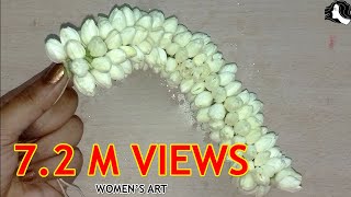 how to make jasmine flower garland in tamil  easy method to string malligai poo malai [upl. by Lancey]