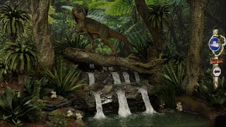 Jurassic Dilophosaurus Waterfall Diorama  Realistic Jungle Waterfall Scenery [upl. by Fortunna]