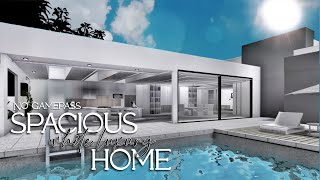 Bloxburg No Gamepass  Spacious White Luxury Home  Family Modern Mansion Speebuild [upl. by Trinidad997]