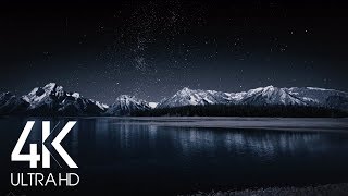 8 Hours Nighttime Ambience  4K Grand Teton and Milky Way  Nature soundscapes [upl. by Vasya]