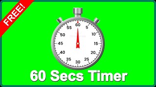 ✅ 1 MINUTE Green Screen TIMER 1080p Full HD A 60 Seconds STOPWATCH with Sound NO Copyright FREE [upl. by Roselia]