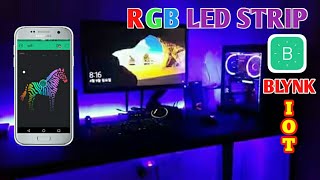 IOT  ESP 8266 Nodemcu Controlling RGB LED Strip over the internet using BLYNK App [upl. by Acey]