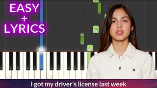 Olivia Rodrigo  drivers license EASY Piano Tutorial  LYRICS [upl. by Julienne973]