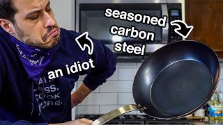 an EASY guide to SEASONING CARBON STEEL pans 2 METHODS [upl. by Greenebaum280]