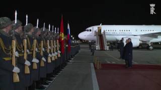 Arrivo del Presidente Mattarella in visita ufficiale nella Federazione Russa [upl. by Merta]