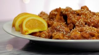 Orange Chicken Recipe From PF Changs  Get the Dish [upl. by Nilhsa]