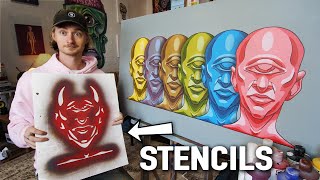 HOW TO MAKE STENCILS  EPIC MultiLayered Stencil Canvas Project [upl. by Elbon]