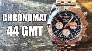 Breitling Chronomat 44 GMT Automatic Chronograph Review AB042011  Perth WAtch 196 [upl. by Akeihsat508]