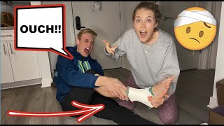 BROKEN ANKLE PRANK ON GIRLFRIEND SHE CRIED [upl. by Novy245]