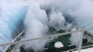 Ship in Storm  Cruise Ship Climbing Up Big Waves [upl. by Aguayo]