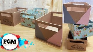 3 EASY AND SIMPLE WAY TO DECORATE STORAGE BOX l DIY CARDBOARD STORAGE BINS l ORGANIZER [upl. by Alioz]