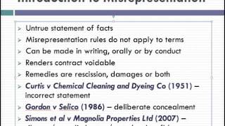 Misrepresentation Lecture 1 of 4 [upl. by Thrasher]